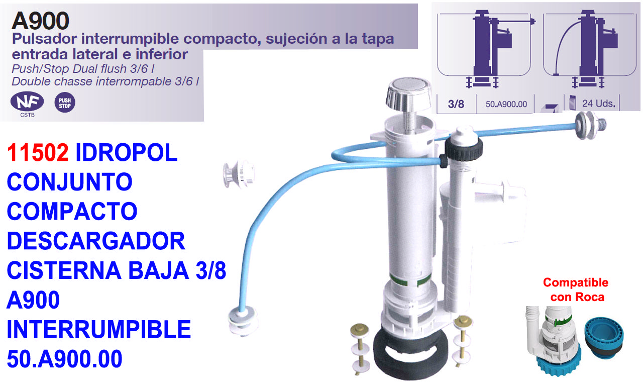 IDROPOL CONJ.COMPL. DESCARGADOR C/BAJA 3/8 A900 INTERRU=50A90000