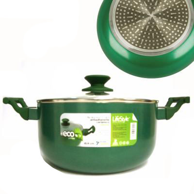 BAJA LIFESTYLE ECOGREEN OLLA ALUM.INDUC+TAPA CRIS.20 CM=3242